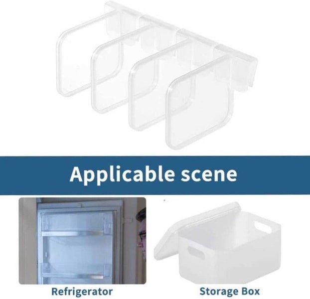 4 Pcs Clear plastic Fridge storage space allocator Organizer Divider Carousel 7
