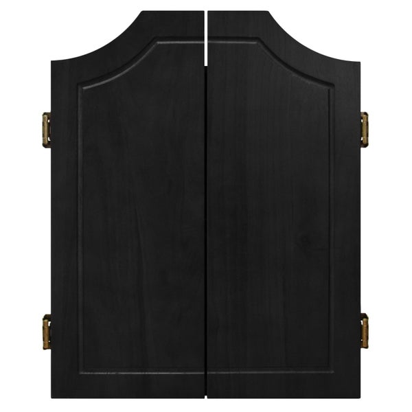 Formula Sports Dart Board Game 15 inch and Black Solid Wood Cabinet Set Carousel 6