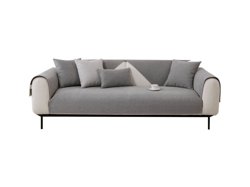 70x150cm Sofa Seat Cushion Mat Backrest Mat Anti-Slip Couch Slipcovers - Grey Carousel 1