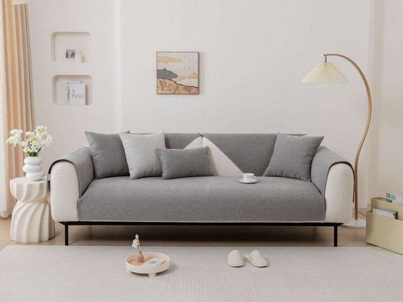70x150cm Sofa Seat Cushion Mat Backrest Mat Anti-Slip Couch Slipcovers - Grey Carousel 2