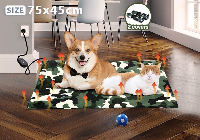 Electric Pet Heat Pad Heating Heated Mat Blanket Dog Cat Bed 75x45cm L Size Carousel 2