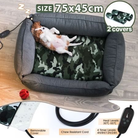 Pet Heat Pad Heating,Dog Heated Mat Blanket,Dog Cat Bed 75x45cm L Size Carousel 1