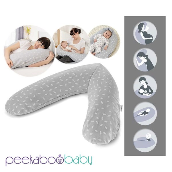 Theraline Maternity & Nursing Pillow - Fine Knit Misty Blue Carousel 2