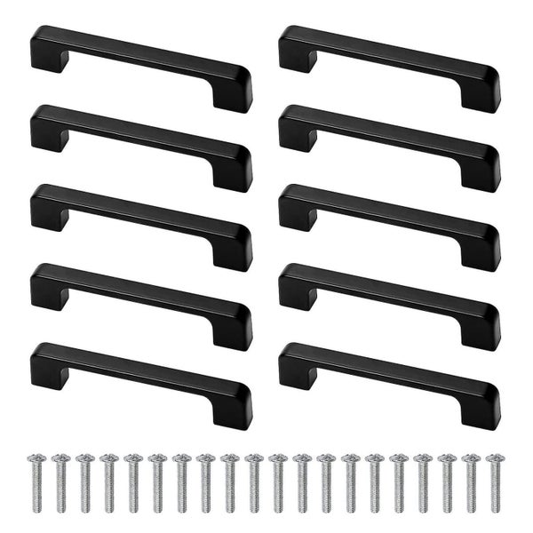 10 Pieces Cabinet Handles Black With Screw For Kitchen Cupboard Wardrobe Carousel 1