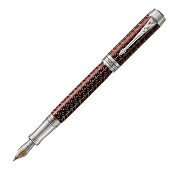 Parker Duofold Prestige Fountain Pen Chevron Burgundy Carousel 1