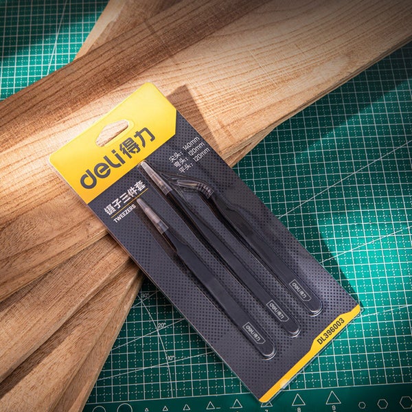 Deli Tweezers Stainless Steel Professional Maintenance Tool Sharp Carousel 1