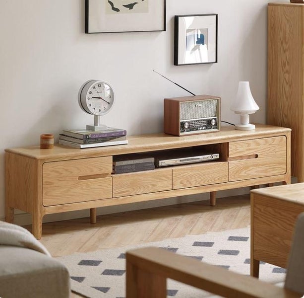 Seattle Natural Solid Oak Entertainment Unit 200CM (Oak Furniture Store) Carousel 1