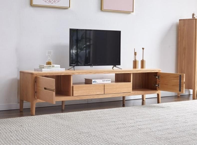 Seattle Natural Solid Oak Entertainment Unit 200CM (Oak Furniture Store) Carousel 3