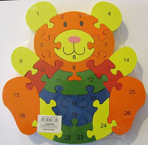 Bear 123 and ABC double sided 26 piece wooden jigsaw Carousel 1