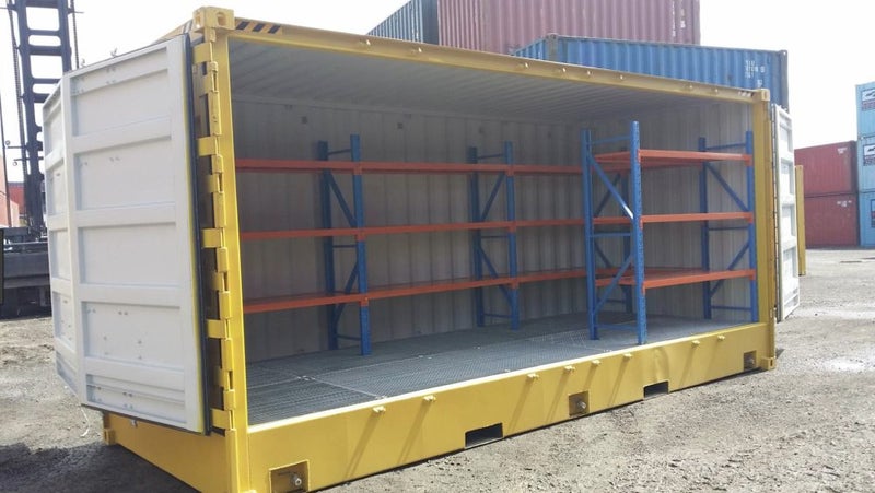 5.85mL x1mH x0.6mD Sea Shipping Container Shelving/ Workbench/ Workstation Carousel 2