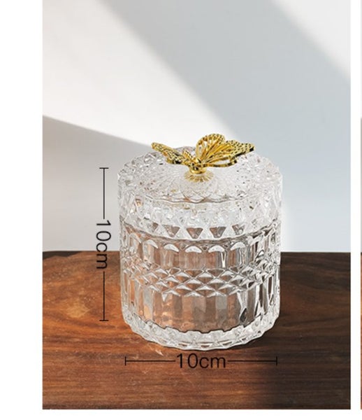 NEW Luxury Crystal Cotton Swab Box -Butterfly Glass Candy Jar NEW Carousel 3