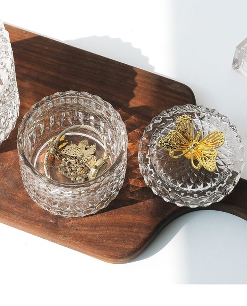 NEW Luxury Crystal Cotton Swab Box -Butterfly Glass Candy Jar NEW Carousel 2