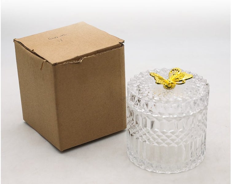 NEW Luxury Crystal Cotton Swab Box -Butterfly Glass Candy Jar NEW Carousel 1