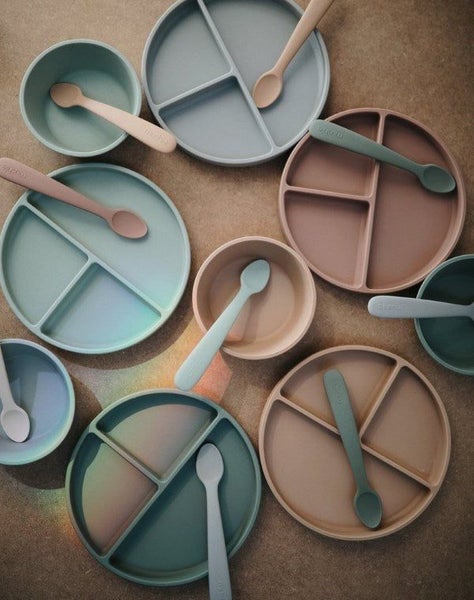 Mushie Silicone Suction Bowl- Dried Thyme Carousel 2