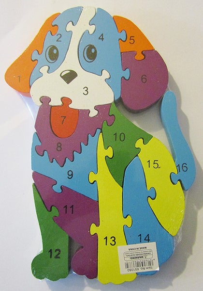 Puppy 123 and (partial) ABC double sided 16 piece wooden jigsaw Carousel 1
