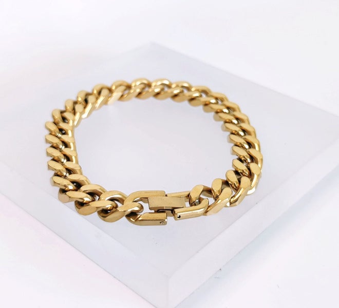 (18K Gold Filled) Link Chain Statement Bracelet BST14TY-262993529689858113