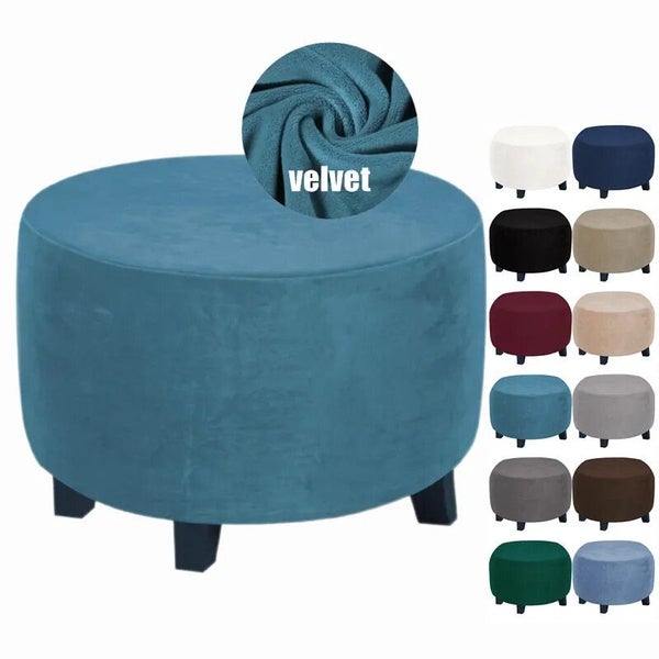 Round Ottoman Stool Cover Super Soft Velvet Footrest Cover All-inclusive CHK12N Carousel 2