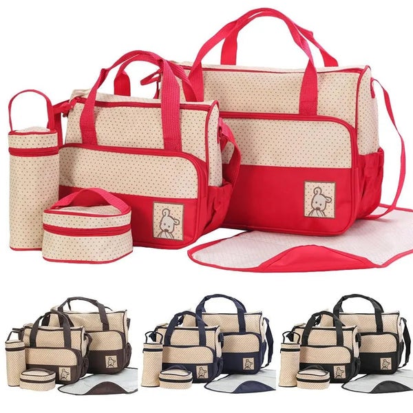 5Pcs/Set Nappy Bag Waterproof Large Capacity Stroller Baby Diaper Bag Mul CHK12N Carousel 2