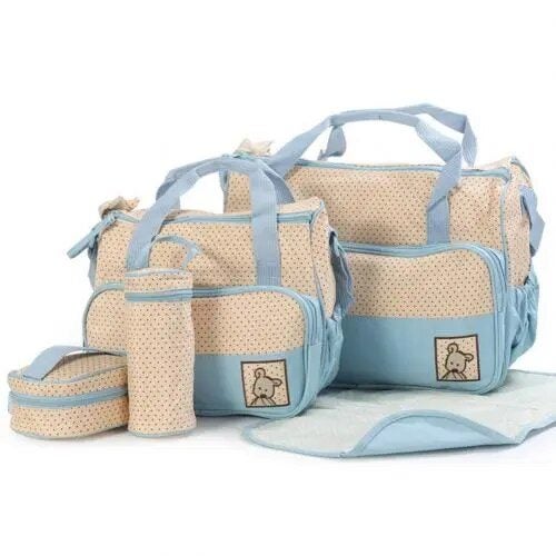 5Pcs/Set Nappy Bag Waterproof Large Capacity Stroller Baby Diaper Bag Mul CHK12N Carousel 1