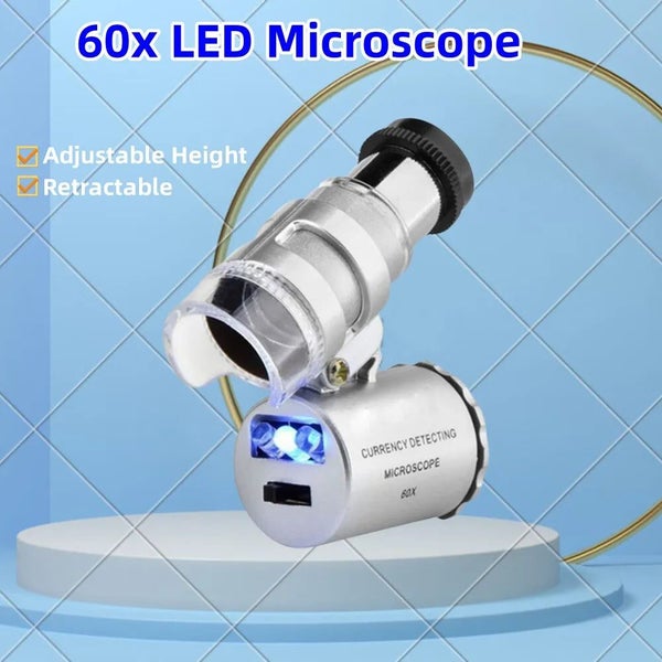 Mini 60X Microscope with LED Light Handheld High Definition Pocket Jewelr CHK12N Carousel 1