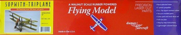 xDumas #241 Plane Kit: 18" Sopwith Triplane - Rubber Powered Flying Model Carousel 3