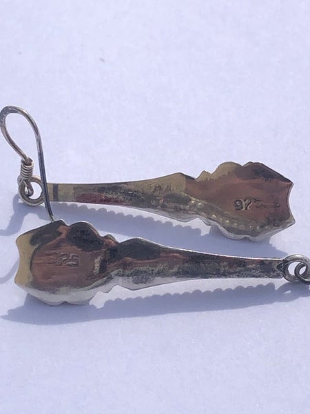 Vintage Sterling Silver Drop Earrings with Red Stones Carousel 5