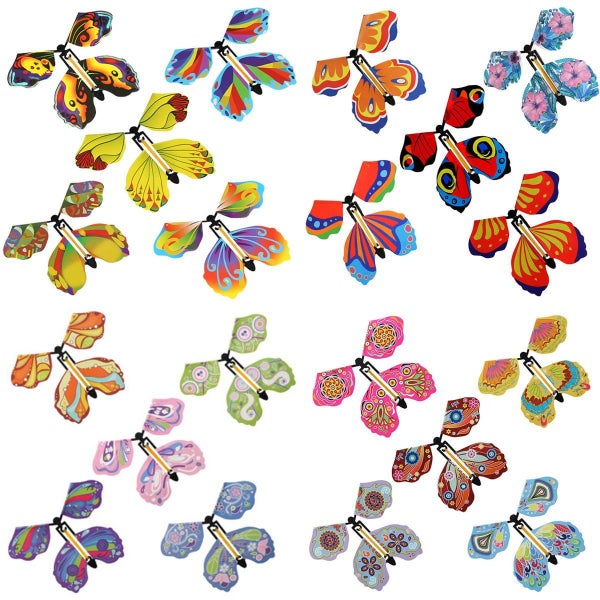 20 Pcs Magic Fairy Flying Butterfly, Flying Paper Butterflies Rubber Ba Carousel 1