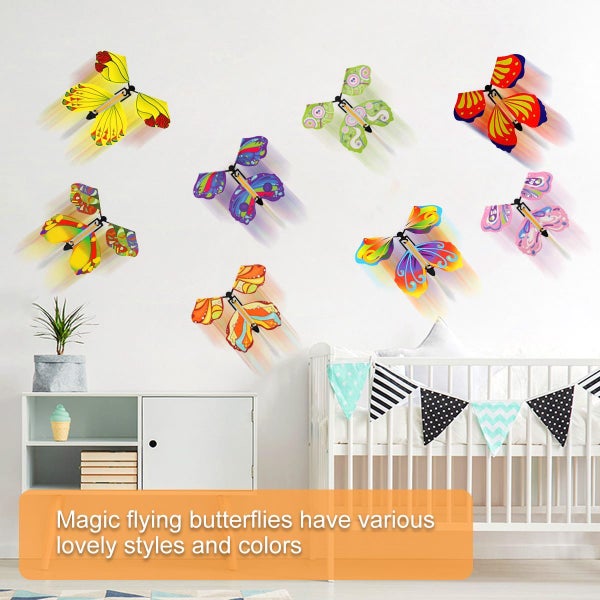 20 Pcs Magic Fairy Flying Butterfly, Flying Paper Butterflies Rubber Ba Carousel 2