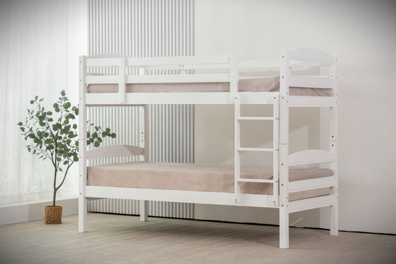 Cosmos White King Single Bunk Beds - Solid Pine - LVL Slats - Fantastic Value Carousel 1