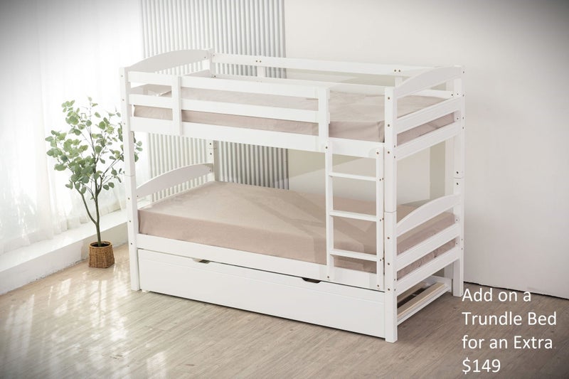 Cosmos White King Single Bunk Beds - Solid Pine - LVL Slats - Fantastic Value Carousel 2