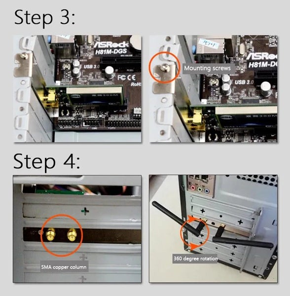 802.11 B/g/n 450Mbps Wireless WiFi PCI-Express Adapter Desktop Card For CHK12N Carousel 6
