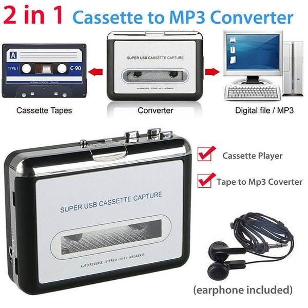 USB2.0 Portable Tape to PC Super Cassette To MP3 Audio Music CD Digital P CHK12N Carousel 1
