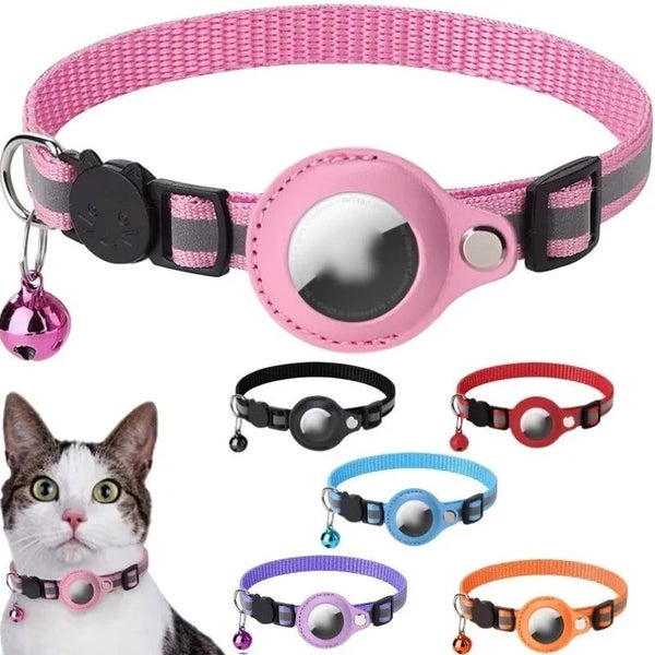 Anti-Lost Cat Collar Apple Airtag Tracker Protective Case With Bell Refle CHK12N Carousel 2