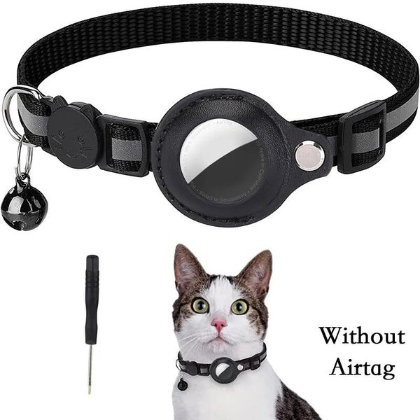 Anti-Lost Cat Collar Apple Airtag Tracker Protective Case With Bell Refle CHK12N Carousel 1