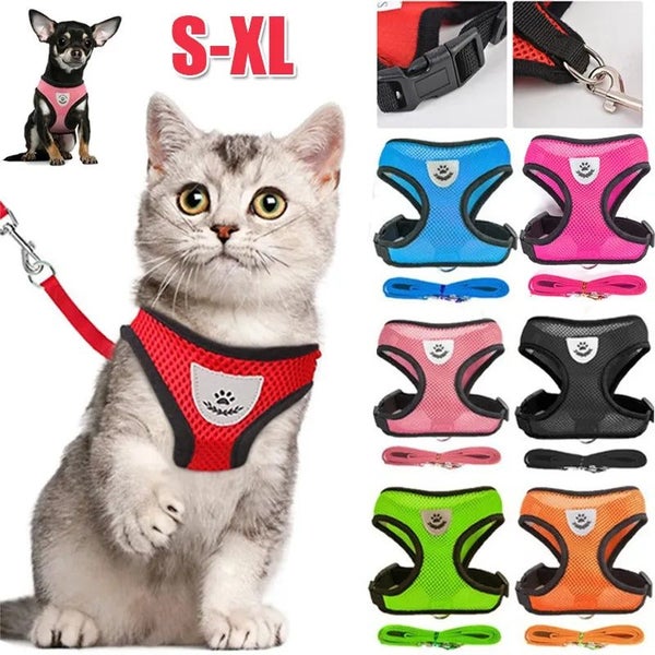 Cat Dog Harness with Lead Leash Adjustable Vest Polyester Mesh Breathable CHK12N Carousel 2