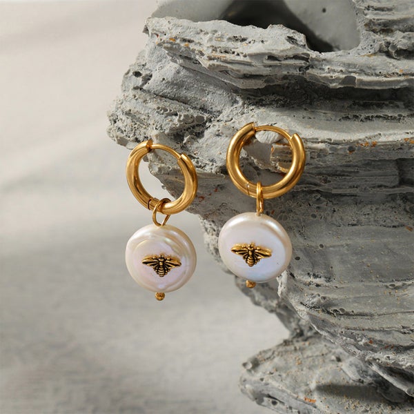 Gold Plated Earrings Freshwater Pearl Carousel 2