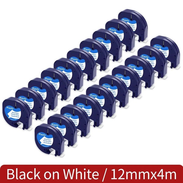 10/20pk 91330 LT Label Tape 12mm Compatible For Dymo Letratag Ribbon 9133 CHK12N Carousel 2
