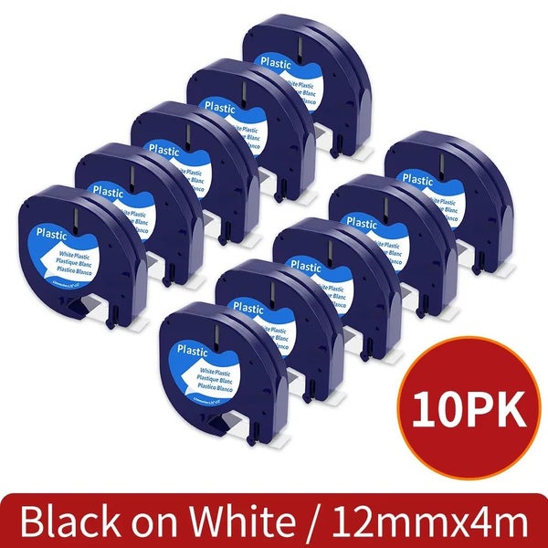 10/20pk 91330 LT Label Tape 12mm Compatible For Dymo Letratag Ribbon 9133 CHK12N Carousel 1