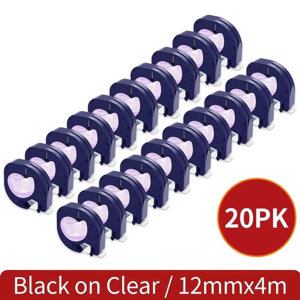 10/20pk 91330 LT Label Tape 12mm Compatible For Dymo Letratag Ribbon 9133 CHK12N Carousel 1