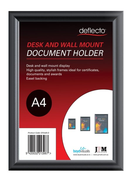 A4 Document Frame, Desk or Wall Mountable, Black Frame Carousel 1