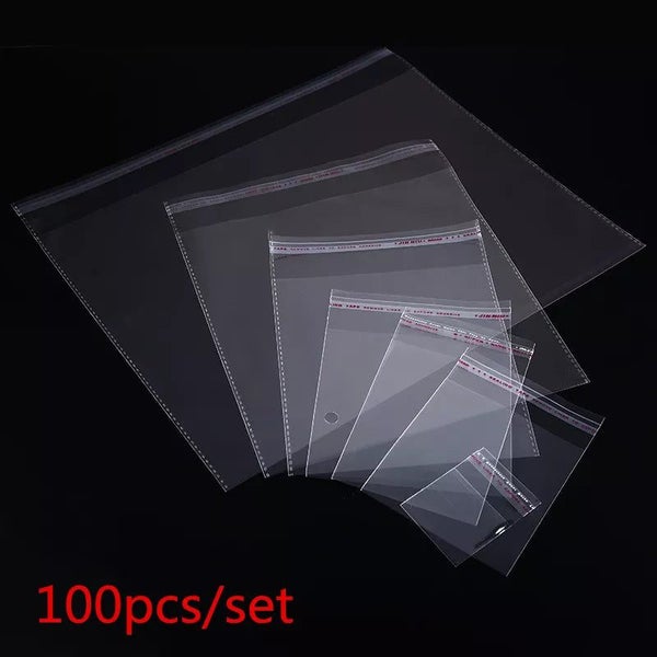 100pcs Multiple Size Clear Self-adhesive Cello Cellophane Bag Self Sealin CHK12N Carousel 2