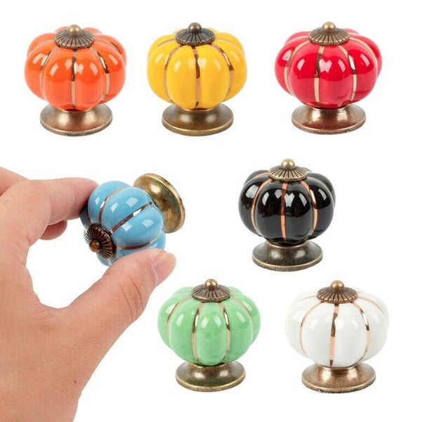 Pumpkin Shape Door Knobs Pull Handle Ceramic Blue Carousel 4