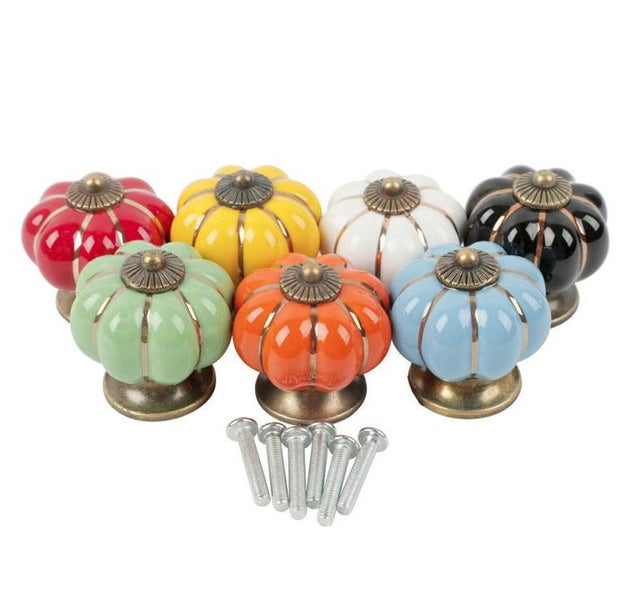 Pumpkin Shape Door Knobs Pull Handle Ceramic Black Carousel 3