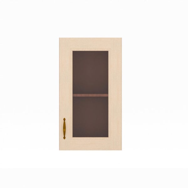 Rim Set - 400mm wide Single Door Wood Wall Cabinet with Glass Carousel 2