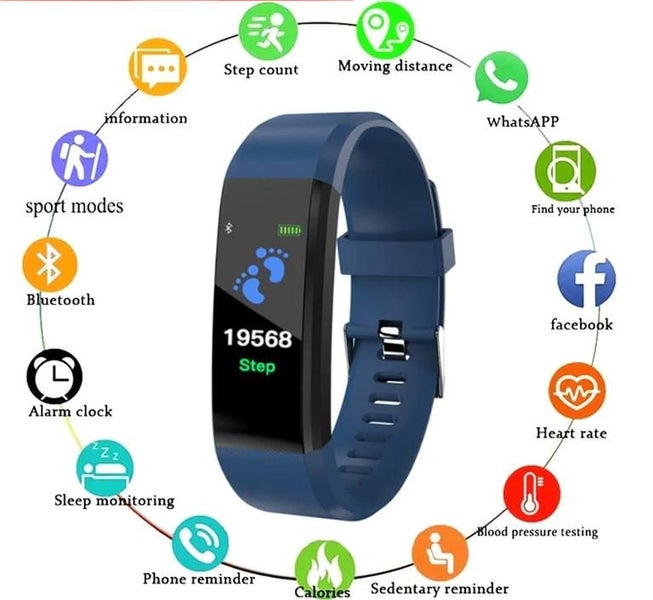 For Apple Huawei Xiaomi 115Plus Fitness Pedometer Waterproof Smart Bracel CHK12N Carousel 2