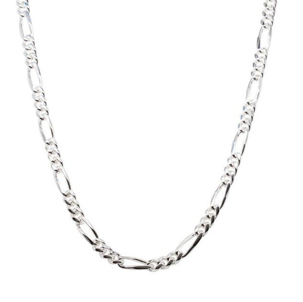 Men's Titanium Steel Figaro Link Chain in Polished Silver Carousel 1