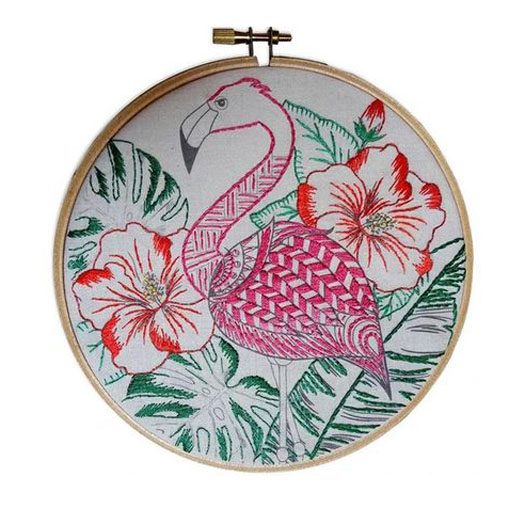 Make It Printed Embroidery Flamingo Art Hand Stitching Carousel 1