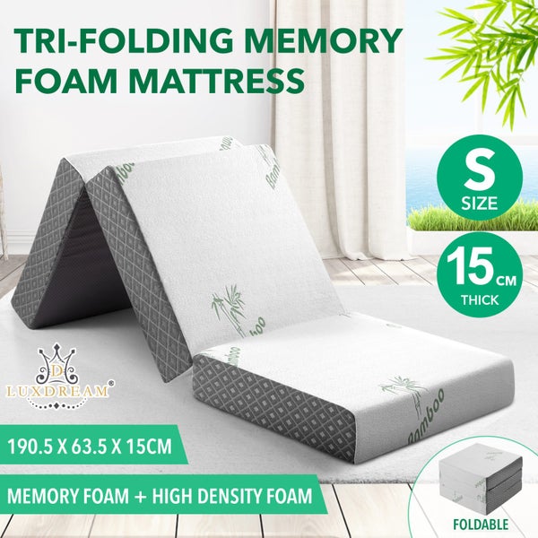 Single Trifold Memory Foam Mattress Camping Sofa Bed Sleeping