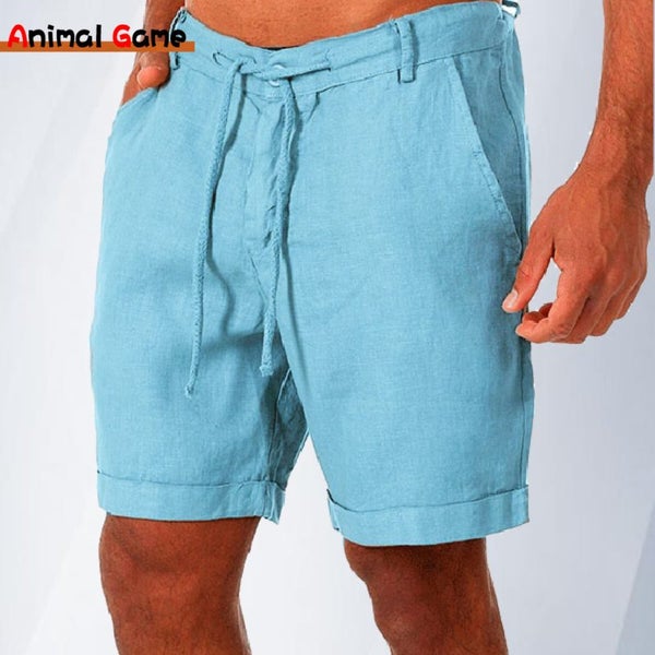 Summer Fashion Mens Linen Shorts Men Cotton Beach Short New Wild Carousel 2