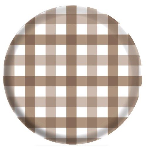 Gingham Melamine 17cm Plate Teddy Brown - Pack of 4 Carousel 1
